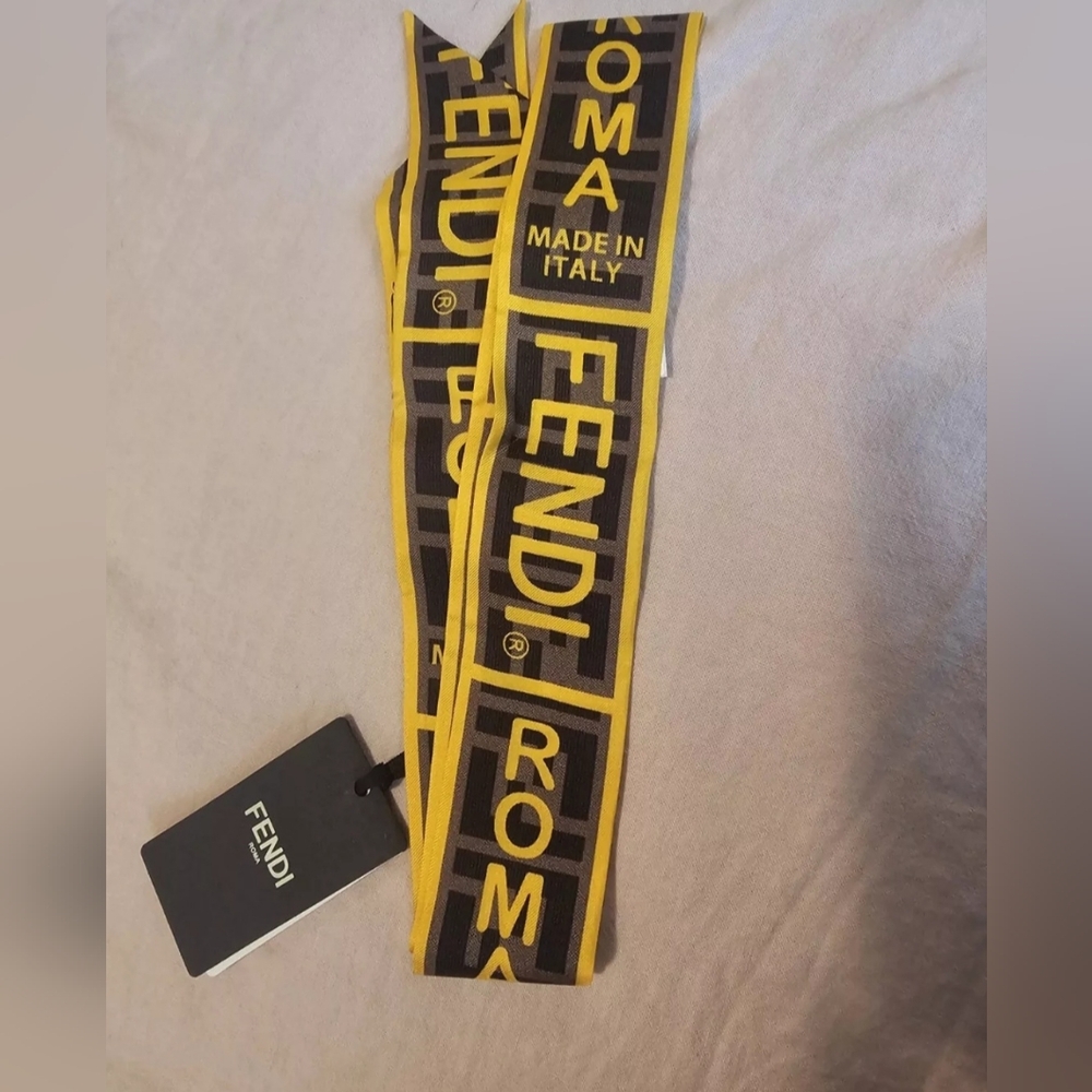 Authentic Fendi Yucca Pattern Ribbon  Scarf Charm Bag